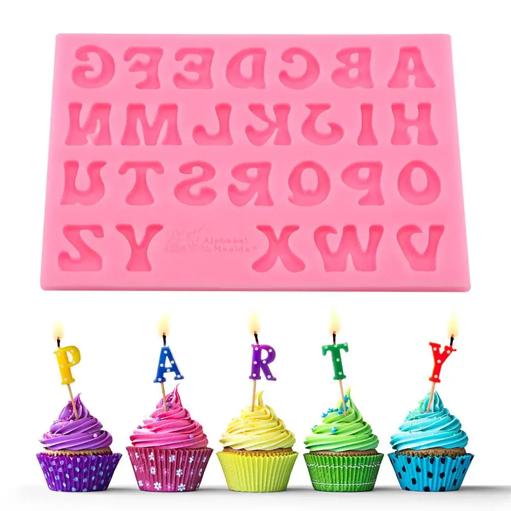 

1Pc Fondant Letter Mold Candy Making Tools Silicone Alphabet Molds Cake Decorating Tool Chocolate Soap Mould Cake Stencils
