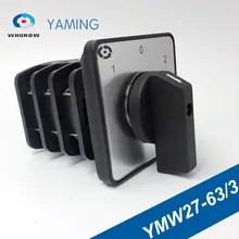 Rotary Switch 3 position 63A 660V 3 levels Custom Cam Changeover switches ON-OFF-ON with screws YMW27-63/3 1pcs ui 660v ith 160a on off on 3 position rotary cam changeover switch