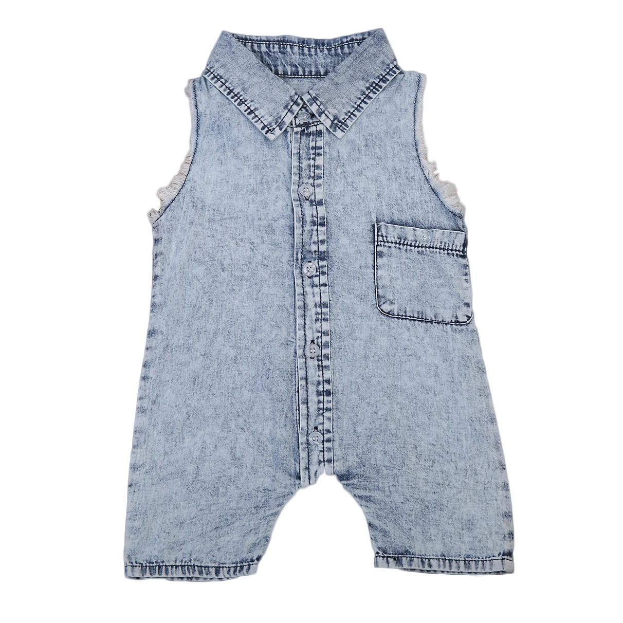 

Pudcoco Baby Boys Denim Rompers With Turn Down Collar Tank Romper Overall Sleeveless With Pocket