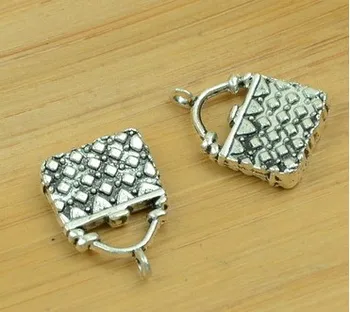 

100pcs Fashion bag charms pendant 14*18mm antique silver Mobile phone accessories Handmade earring bracelet necklace anklet