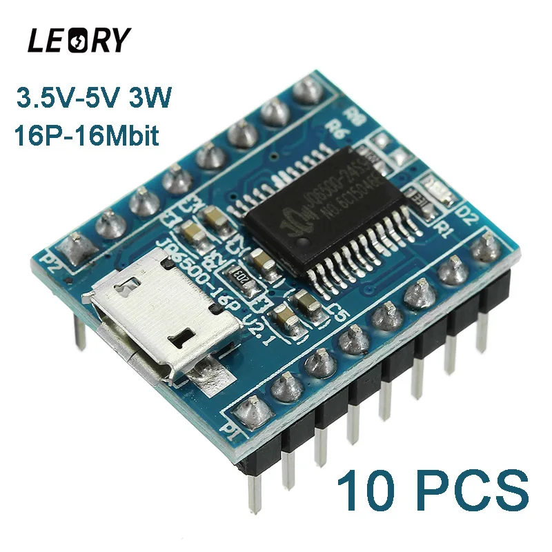 

LEORY Free Shipping 10PCS JQ6500 16P 16Mbit Voice Sound Module USB Replace One to 5 Way MP3 Voice Standard Serial Control