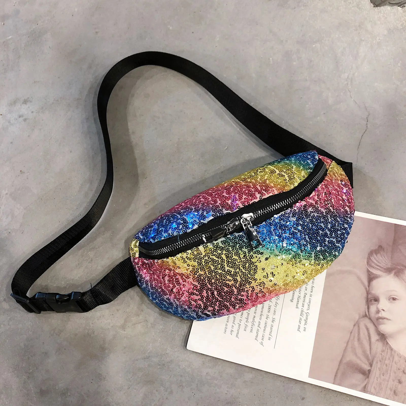 rainbow sequin bum bag