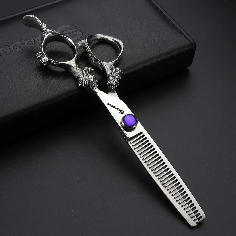 Silver dragon barbershop hairdressing scissors hair professional sapphire high quality steel cutting thinning shear kit tesoura Silver dragon barbershop hairdressing scissors hair professional sapphire high quality steel cutting thinning shear kit tesoura