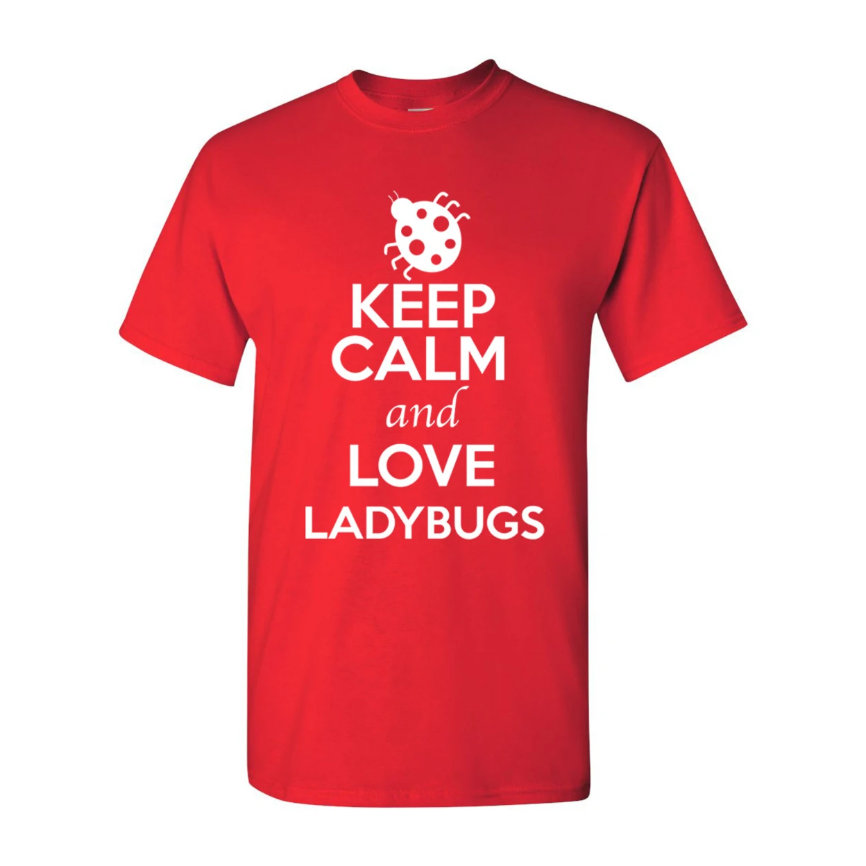 Keep Calm And Love божьи коровки любитель животных взрослая футболка 2368 | Мужская одежда