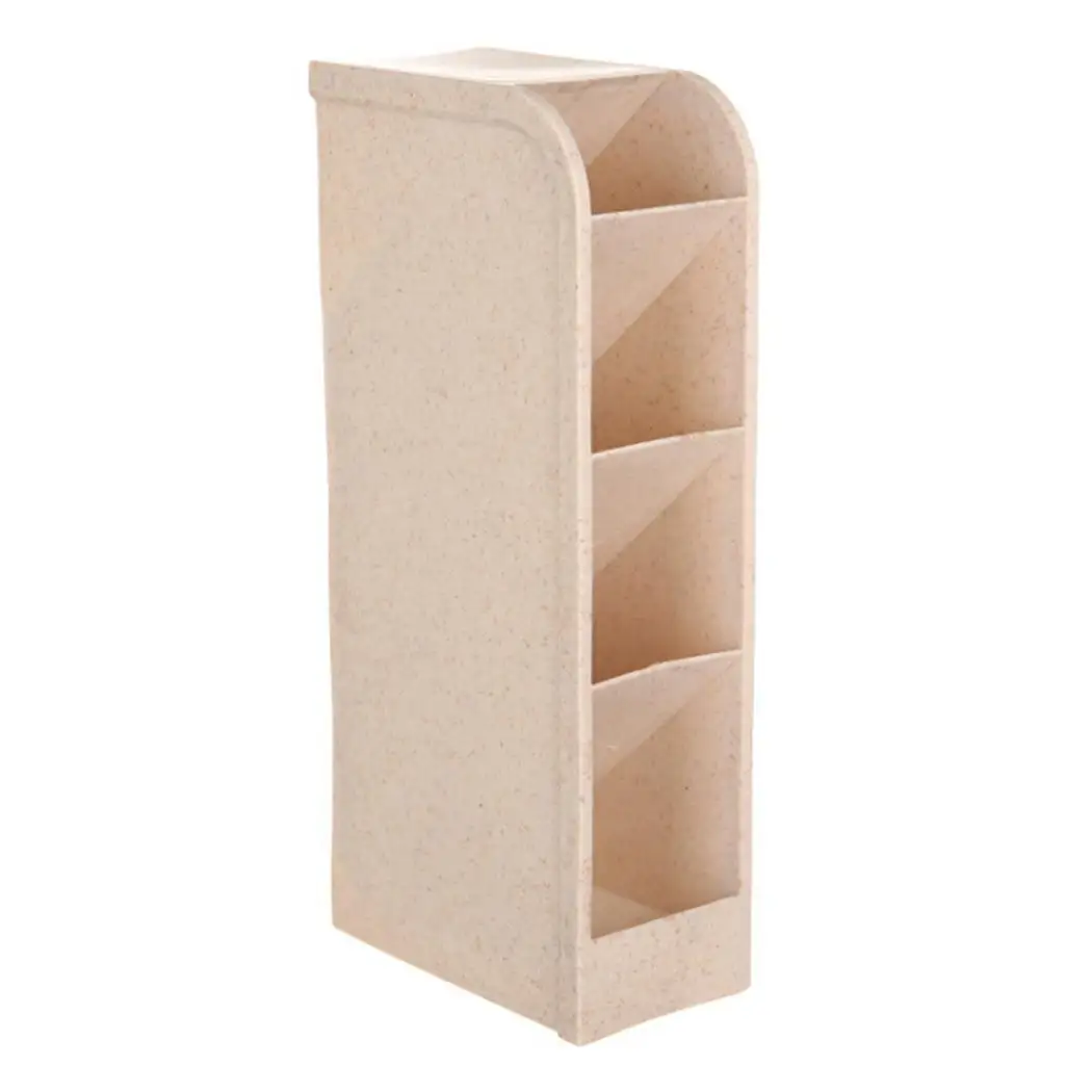 Home Desk Storage Container Box Stationery 4 Grids Pencil Solid Holder
