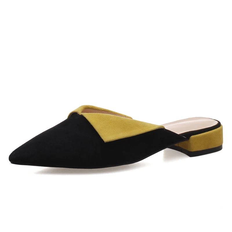 

Women's Leather Mules 3 CM Low Heels Pointed-toe Summer Style Slippers Fashion Woman Shoes for Party Box packing S021