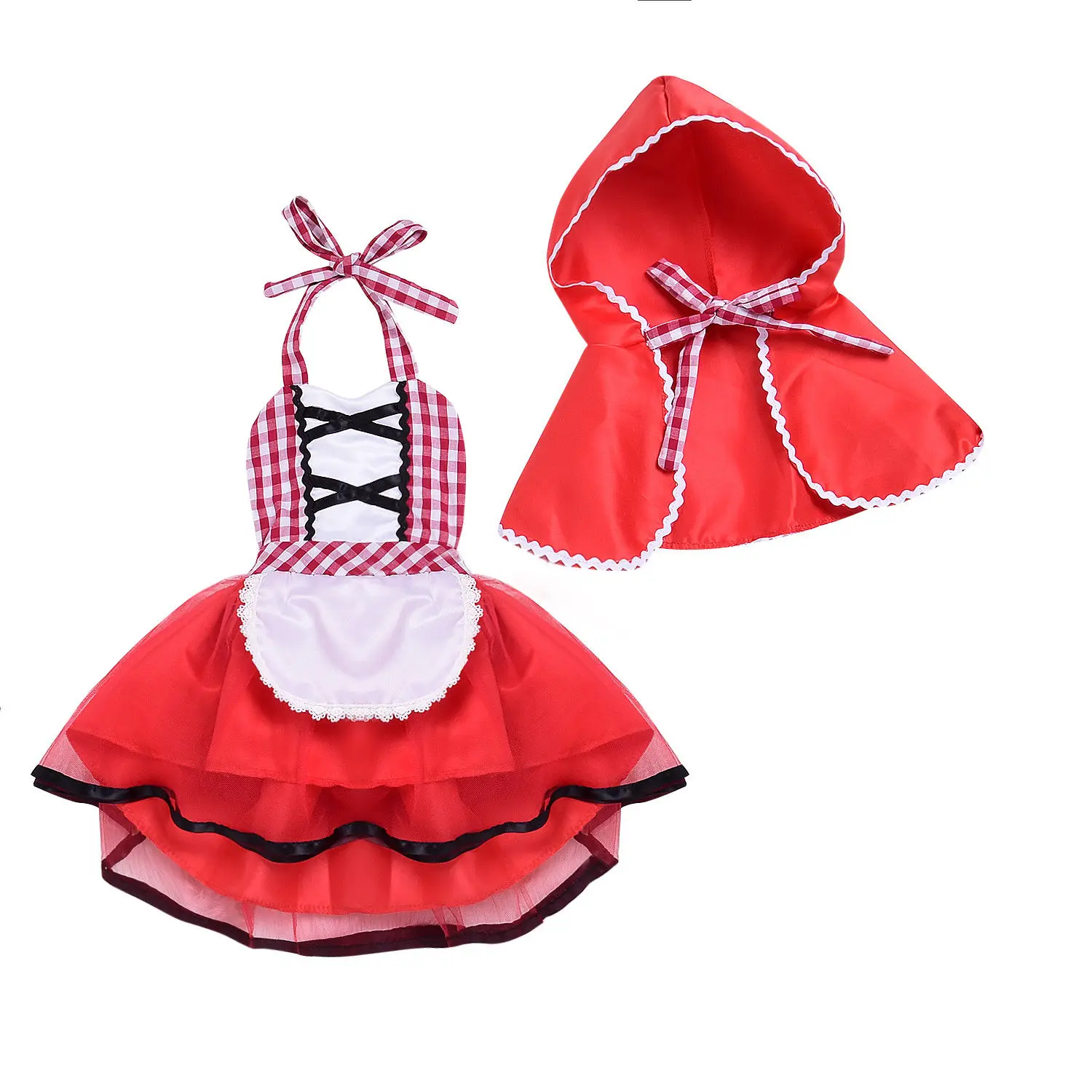 Emmaaby/маскарадный костюм для новорожденных девочек, красное платье-пачка с красной шапочкой, костюм для фотосессии нарядное платье для девочек+ накидка