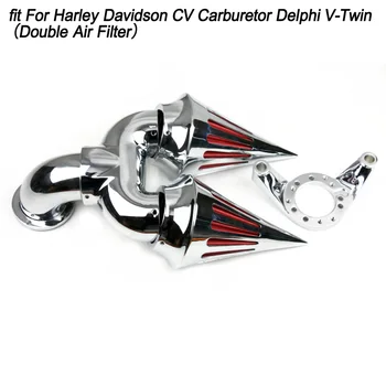 

Motorcycle Double Air Cleaner Kit intake filter fit For Harley Davidson CV Carburetor Delphi V-Twin Black / Chrome
