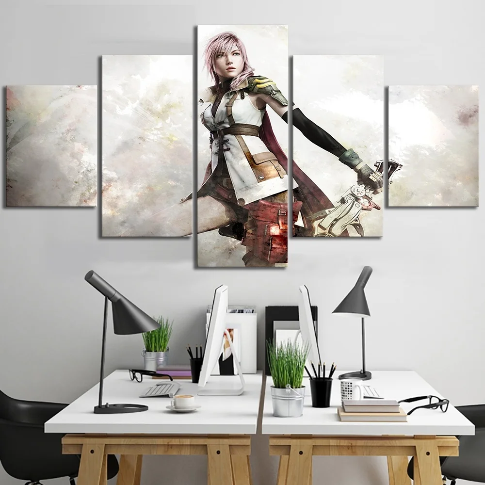 

5 Piece Artwork Abstract Art Picture Final Fantasy Eclair Farron Game Poster Wall Painting for Home Decor