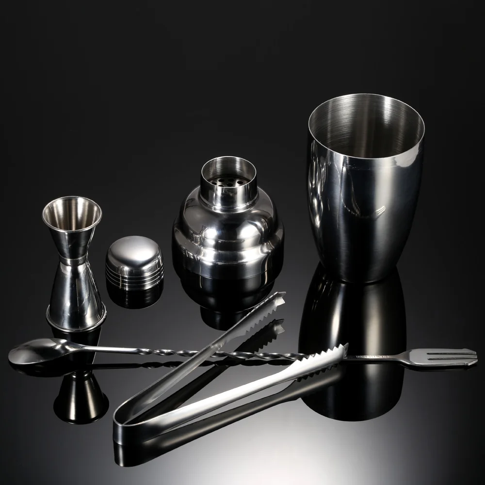 

4PCS Practical Stainless Steel Cocktail Shaker Mixer Set with Jigger Ice Tong Drink Bartender Kit Bar Tool Cocktail Shaker Set
