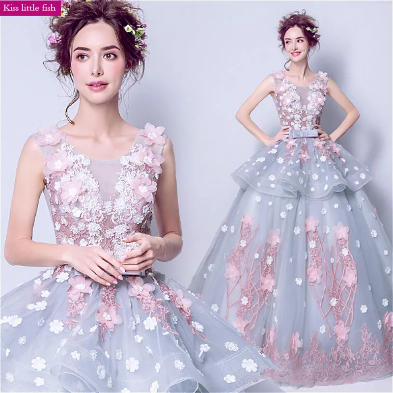 Новое длинное вечернее платье с цветами vestido de festa