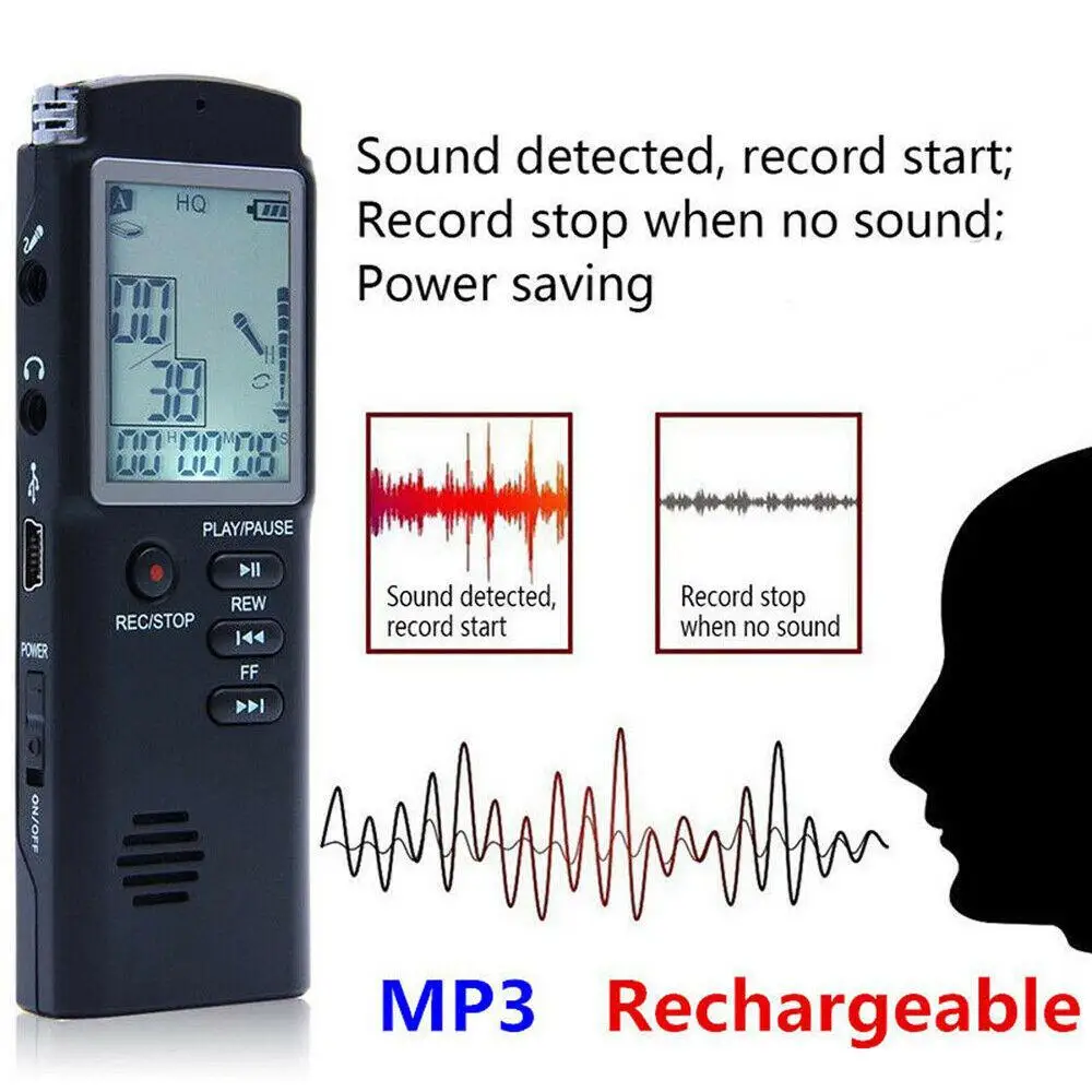 Цифровой диктофон acekool 8 ГБ/16 ГБ/32 ГБ USB профессиональный 96 часов с WAV mp3 плеер