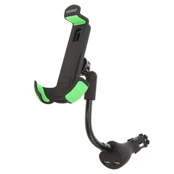 

VODOOL Universal Non-slip Car Phone Holder Mount Stand Dual USB Charger 360 Degree Rotating Mobile Phone Stand Brac