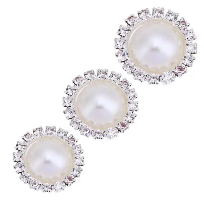 

10pcs DIY Round Flat Bottom Rhinestone Button Pearl Wedding Home Decor Gift