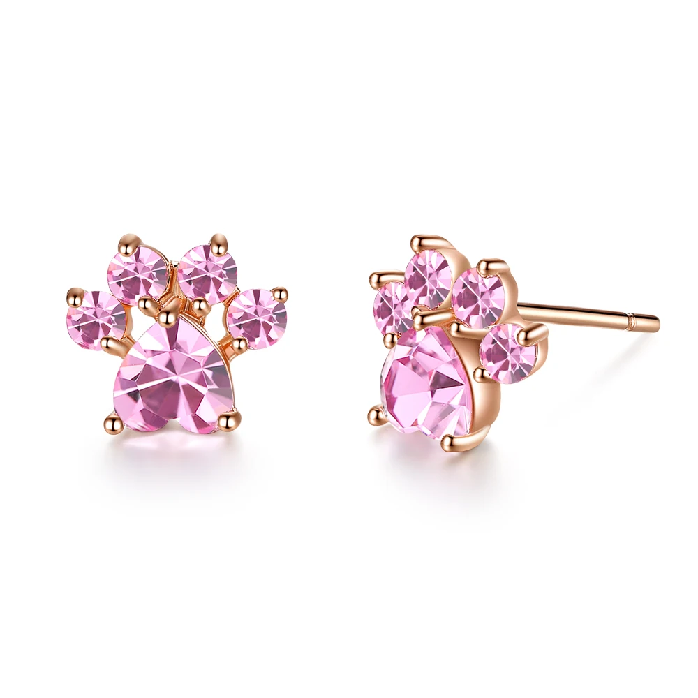 

Sexy Mom 2018 new fashion brand jewelry crystal stud earrings for women tiny simple pink earrings Christmas gift