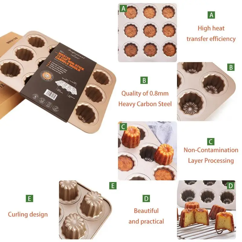 Cannele 12в1 чашки из углеродистой стали антипригарная форма для выпечки тортов
