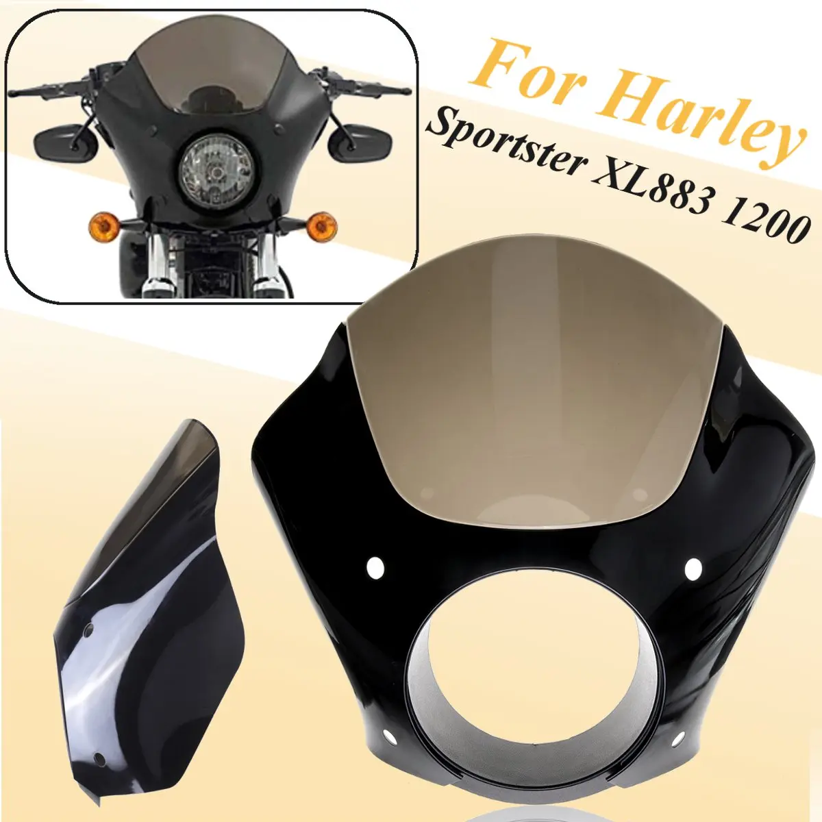 

For Harley Motocross Sportster Motorcycle Headlight Fairing Dome XL883 1200 w/ Headlight Fairing Trigger Lock Mounting