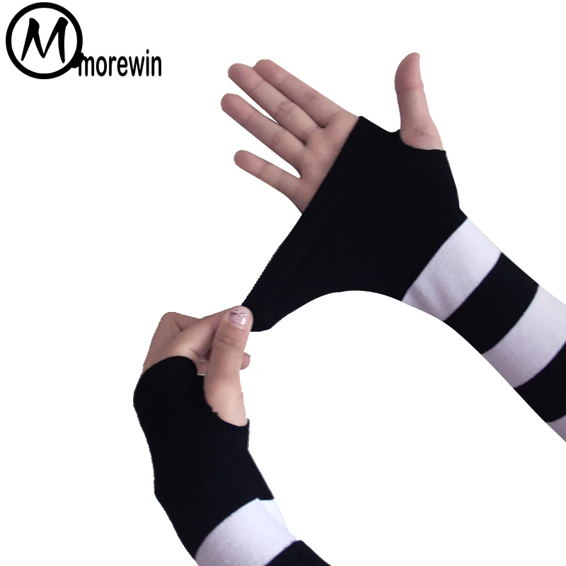 New Fashion Sunscreen Gloves Women&Men Sexy Long Striped Driving Gloves Lady Sexy Mens Autumn Mittens Male Summer Opeara Mittens