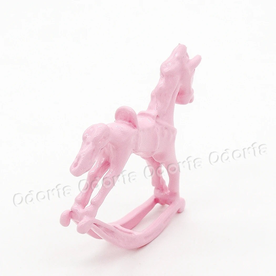 Odoria 1:12 миниатюрная металлическая Розовая лошадка-качалка детская комната детские игрушки кукольный домик аксессуары