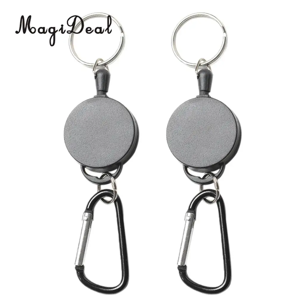 2 Pieces Retractable Key Chain Steel Reel Recoil Chain Key Ring Belt