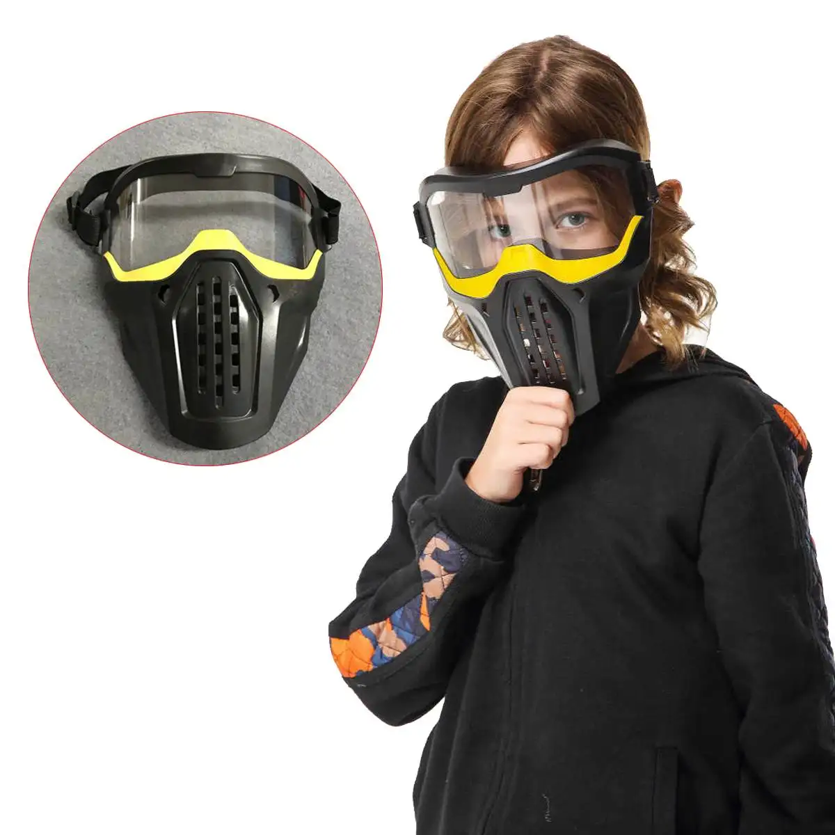 

1Pc Rival Battling Outdoor Counter Strike Face Mask For CS Electric Water Bullet Gun/ Game Kid Black Protective Mask Safe Supply