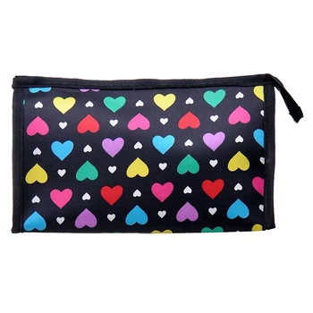 

Cute Colorful Love Heart Polyester Comestic Makeup Storage Travel Bath Organizer Bag,Black