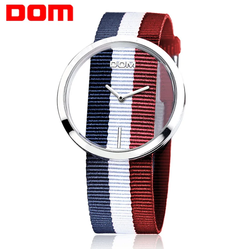 

Watch Women DOM Brand Luxury Fashion Casual Quartz Unique Stylish Hollow Skeleton Watches Nylon Sport Lady Wristwatches LP-205