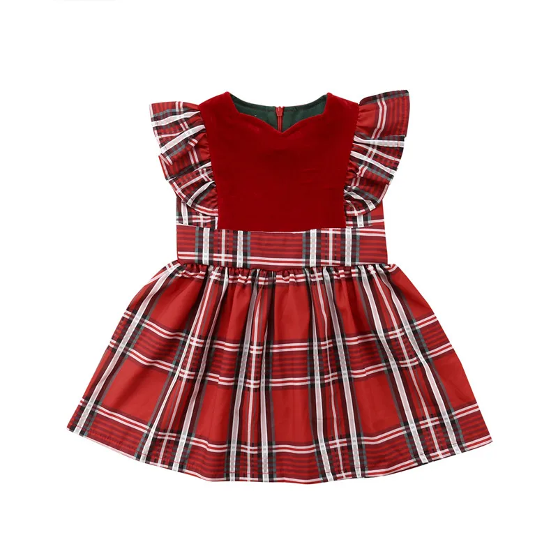 

Toddler Kids Baby Girls Plaids Party Pageant Christmas Gown Dress Clothes Party Dress Girls Dress Summer Children Clothing