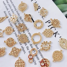 KC Gold Plated Eardrop Accessories Metal Pendant Earring Components Necklace Charms Diy Making Material Jewelry Finding 10pcs