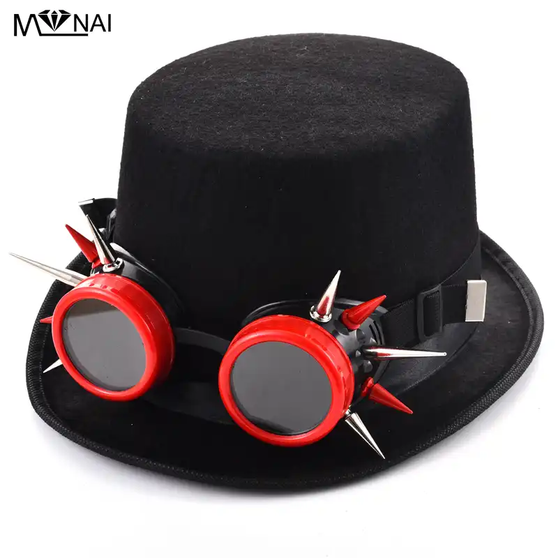 red steampunk hat
