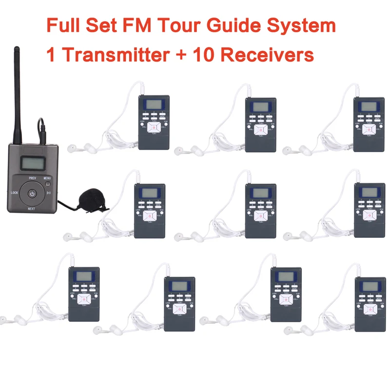 

Free Shipping Small Set FM Audio Tour Guide System FM Radio Receiveres Including 1 Transmitter And 10 Receivers YT310