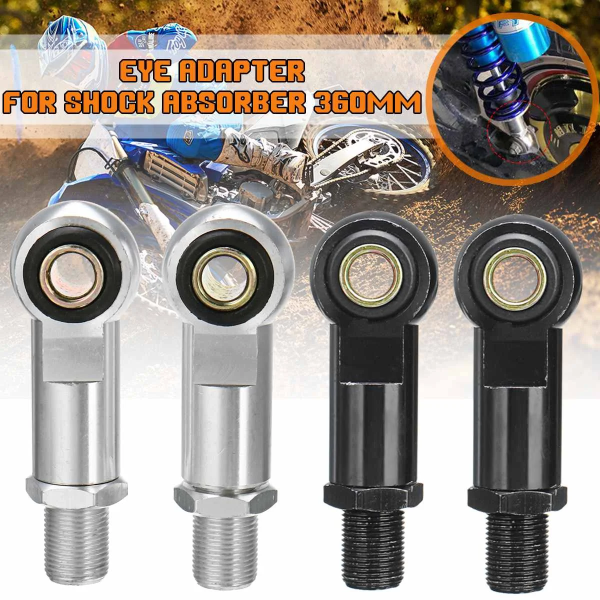 1 Pair 10mm Eye Adapter Eye End For Motorcycle Scooter Shock Absorber Sliver