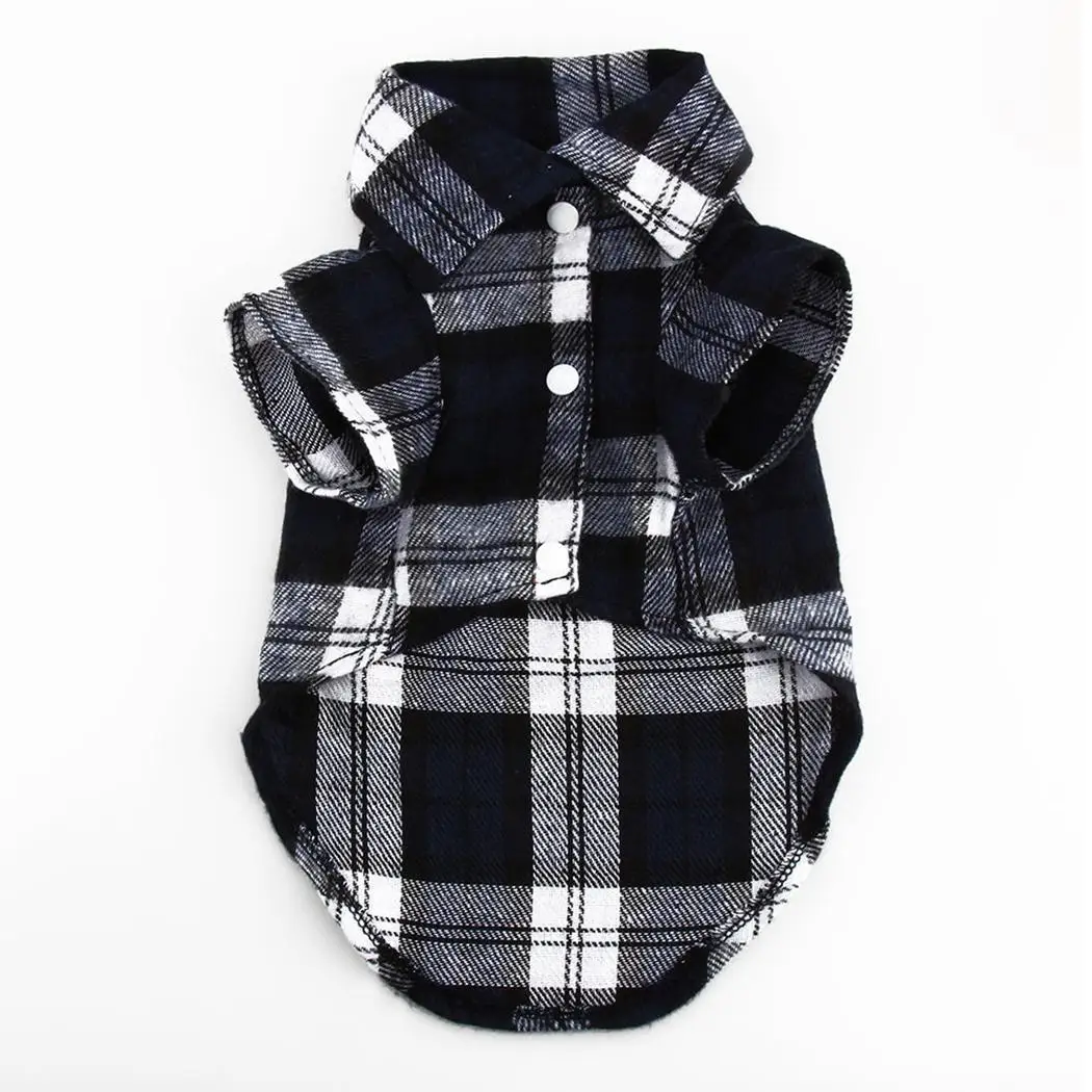 

Pet Dog Casual Turn-Down Collar Short Sleeve Button Closure Lattice Winter Print Shirt Red, Blue, Black