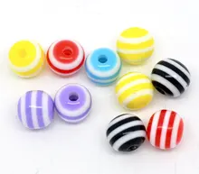 DoreenBeads 500 случайно смешанные полосатые круглые фотообои 6 мм (B09456) yiwu