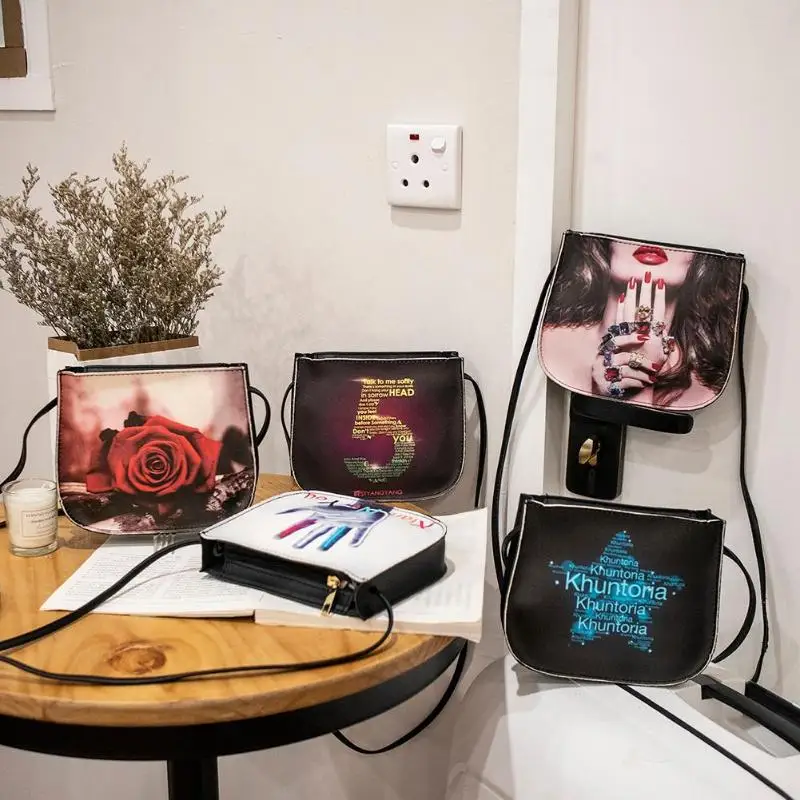 

Preppy Style Floral Print Women Zipper Shoulder Bag PU Leather Messenger Phone Coin Bag Small Bolsas Feminina Saco