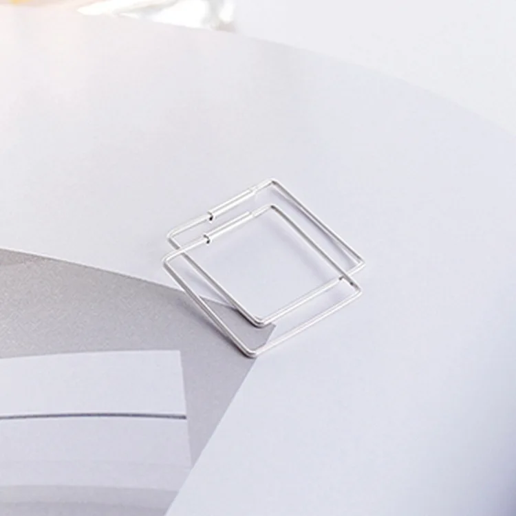 

Concise Geometry Hollow Out Square Woman Korea Temperament Earrings With Style silver 925 Jewelry CHA820 erd pendientes mujer
