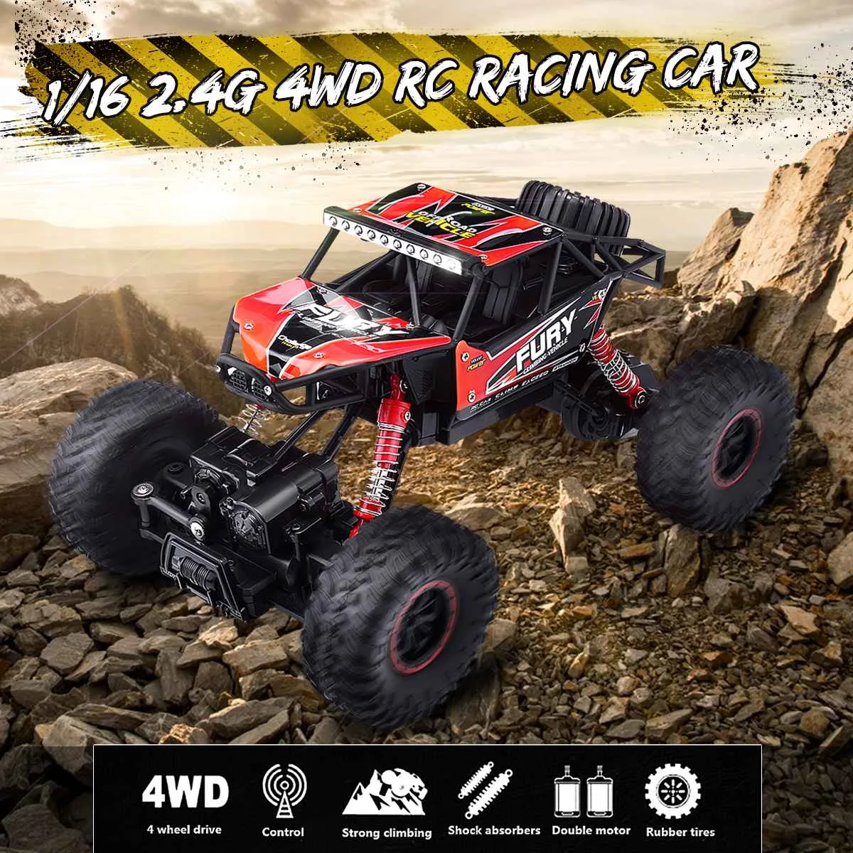 

1/16 Scale Double Motor RC Toy Car 2.4Ghz 4WD Electric Off Road Racing Flame Pattern Truck Children Vehicle Model Toys Kids Gift