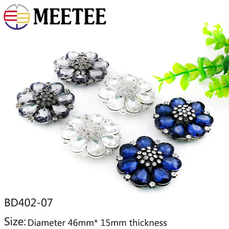Meetee 2pcs 35/38/46mm Rhinestone Buckle Fur Decor Buttons DIY Metal Coat Handmade Craft Sewing Accessories BD402 | Дом и сад