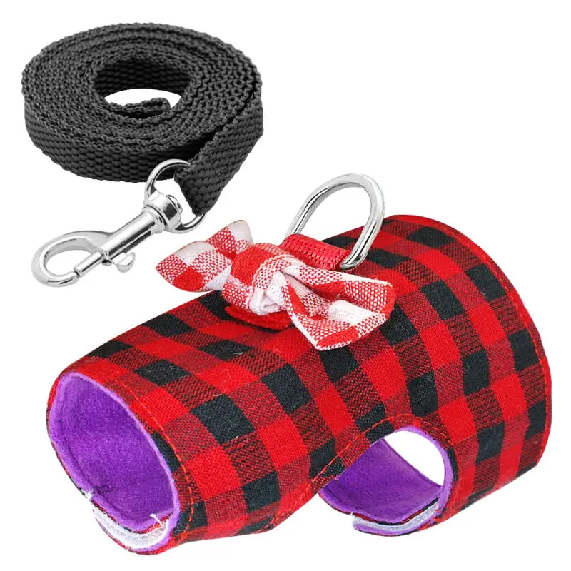 

XS/S/M Canvas Pet Clothes with Leash Harness Squirrel Vest Clothes Leads Set for Dog Rabbit HamsterFerrets Pink/Red/Blue