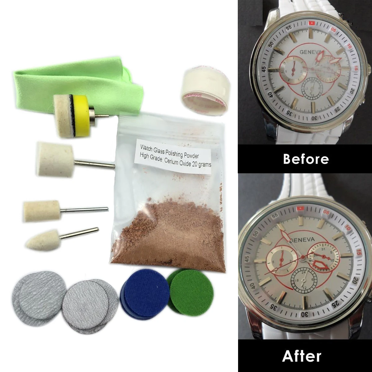 OSSIEAO New Watch Glass Polishing Kit Glass Scratch Removal Set Acrylic
