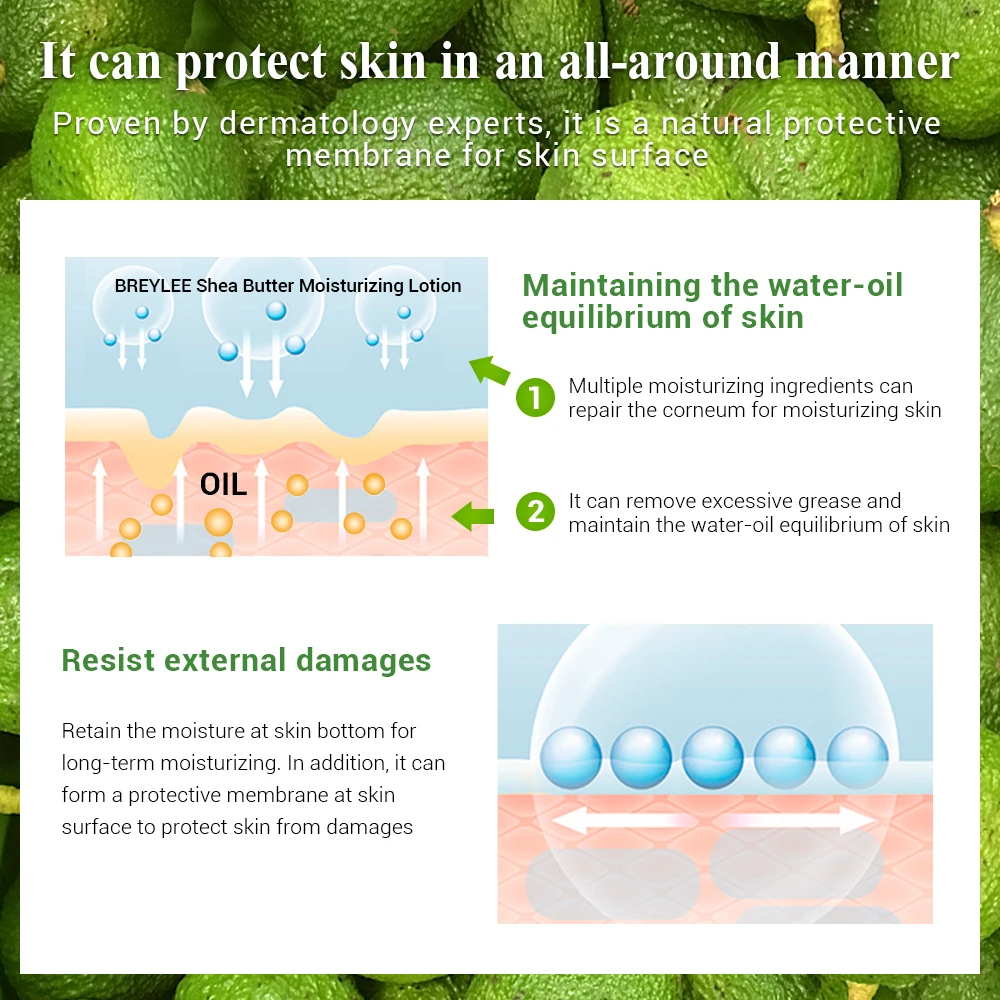 Breylee Oil-free Day Night Face Cream Shea Butter Moisturizing Lotion Anti Acne Treatment Facial Emulsion Nourishing Skin Care