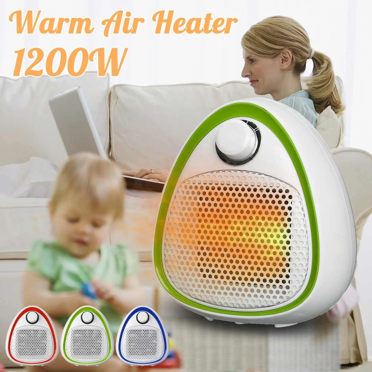 

220V 1200W Household Air Heater fan Warm&Cool Use Electric heater 3 files temperature control For Bedroom Office Home