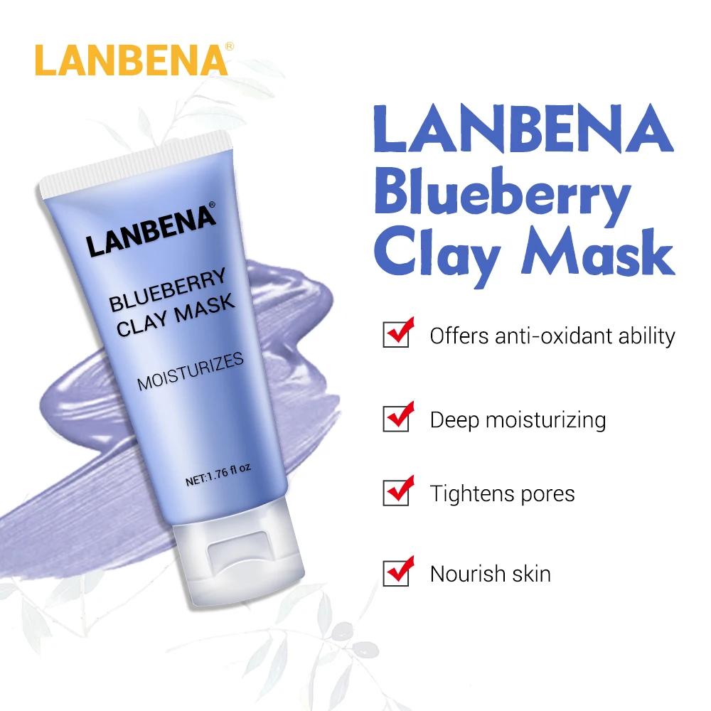 LANBENA Blueberry Clay Face Mask Refreshing Anti-Aging Deep Cleaning Remove Grease Shrinks Pores Nourishing Lighting Skin Care LANBENA Blueberry Clay Face Mask Refreshing Anti-Aging Deep Cleaning Remove Grease Shrinks Pores Nourishing Lighting Skin Care
