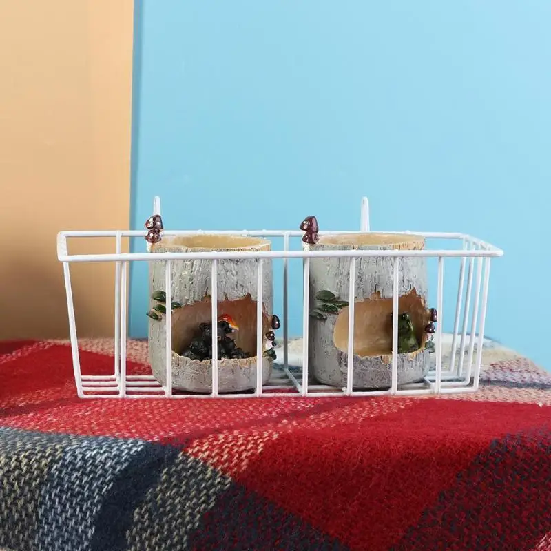 

Iron Wall Mounted Rack Stationery Holder Hanging Basket Shelf Container Desk Accessory Organizer for Living Room Bedroom Kitchen
