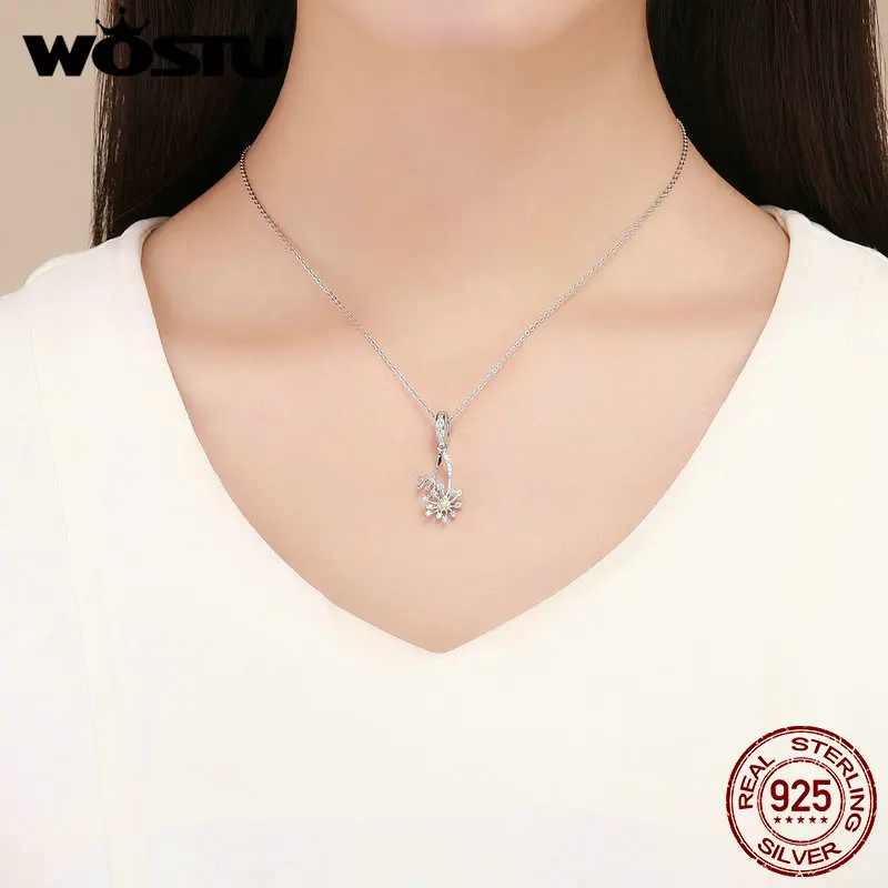 WOSTU New Collection 925 Sterling Silver Dandelion Shape CZ Pendant For Bracelet&Necklace Fashion Jewelry Gift For Women BSC052