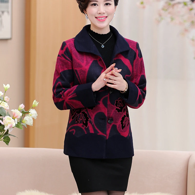 Outwear Parka Black Taille Manteau Moyen Femmes Ls107 Plein Imprimé Mamans red Automne La Veste Spéciale Hiver D'âge Offre Nouveau Femelle Laine Plus 2018 De qx6BHwRPx