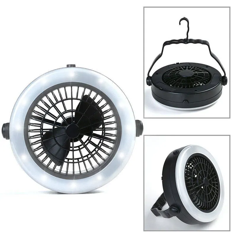 

2-IN-1 LED Multifunction Light Three power modes Chargeable Camping Fan lamp Outdoor Tent Travel Lighting for Family D