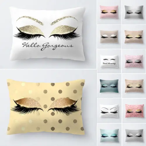 

30x50cm Glitter Eyelash Lash Rectangle Cushion Cover Sequins Print Throw Pillow Cases Reversible Cushion Covers Home Sofa Decor