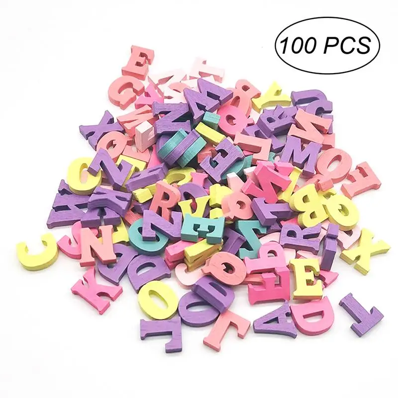 

100Pcs Decorative Wooden Letters Colorful Wooden Alphabet Wall Letter For Home And Party Decoration