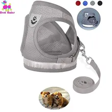 Dog Cat Harness Vest Reflective Walking Safety Lead Leash for Puppy Dogs Polyester Mesh Harness for Small Medium Dog